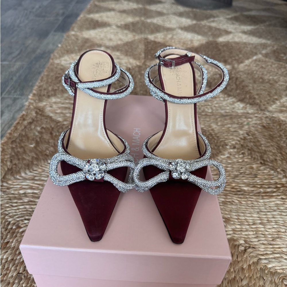 Mach & Mach Double Bow 110m burgundy heel